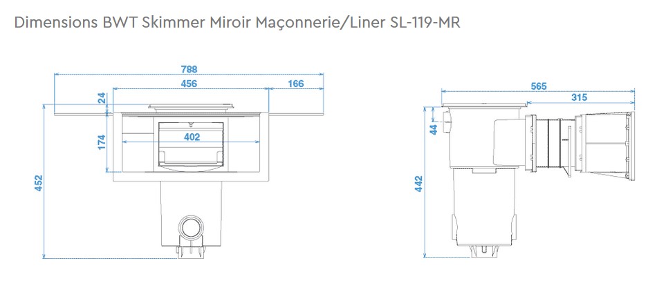 dimensions skimmer miroir bwt