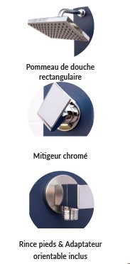 douche inox bleu